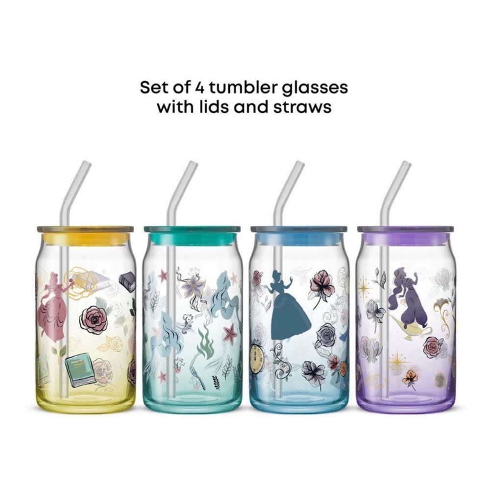 JoyJolt
Disney Princess Icon Tumbler Glasses with Lids, Set of 4